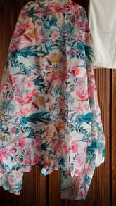 Chanderi Floral Digital Print Kurta Set with Organza Scalloped Dupatta – 3-Piece Fully Stitched Suit